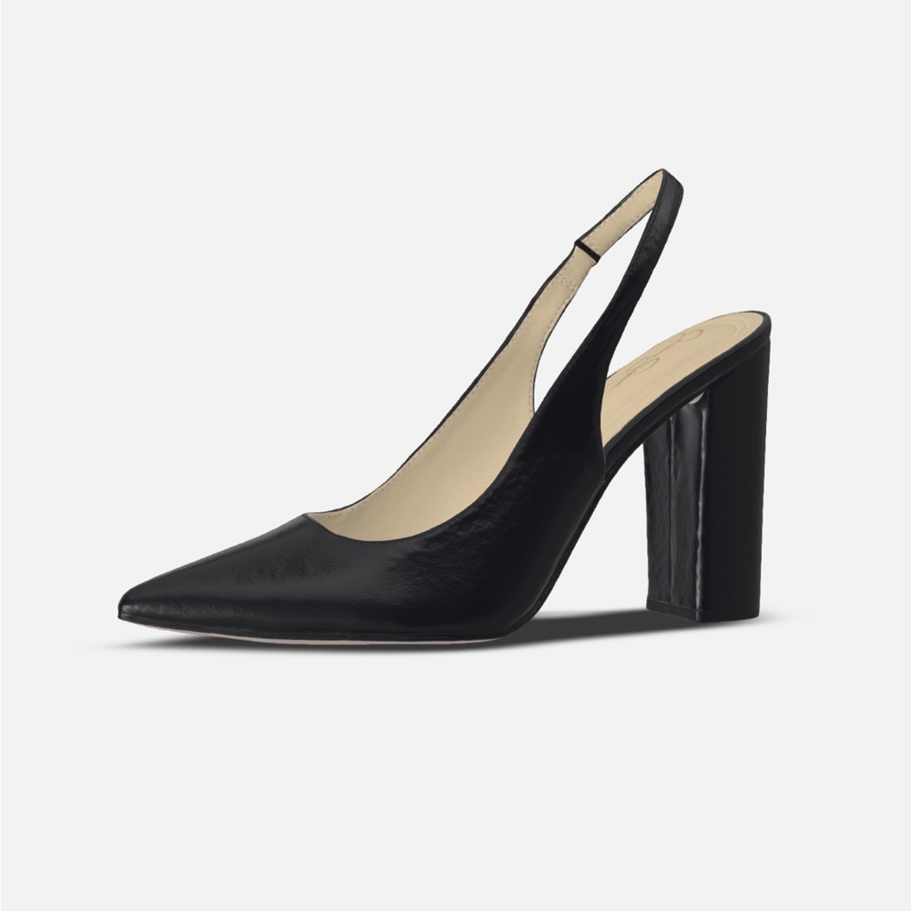Jessica Simpson Black Heels with Chunky Heel and Pointed Toe - Picture 3 of 4